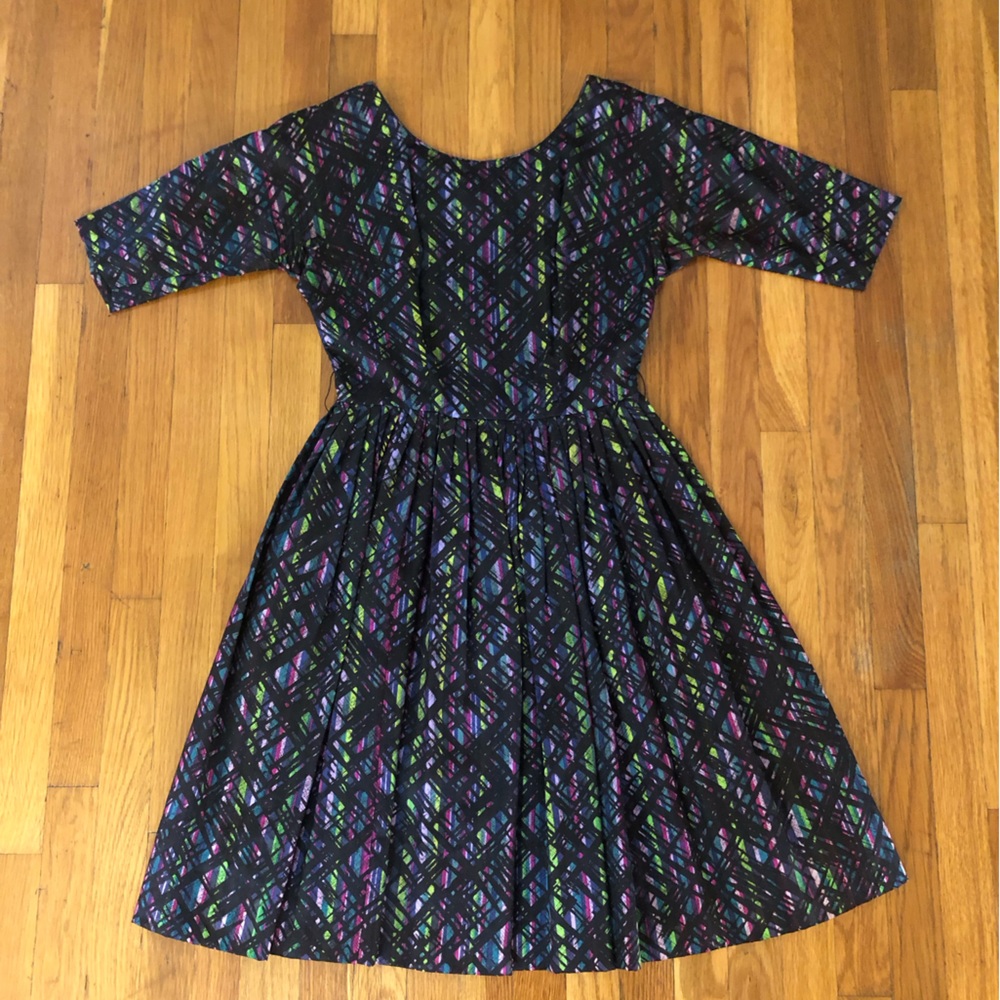 Vintage Black/Blue/Green/Purple 1950s dress